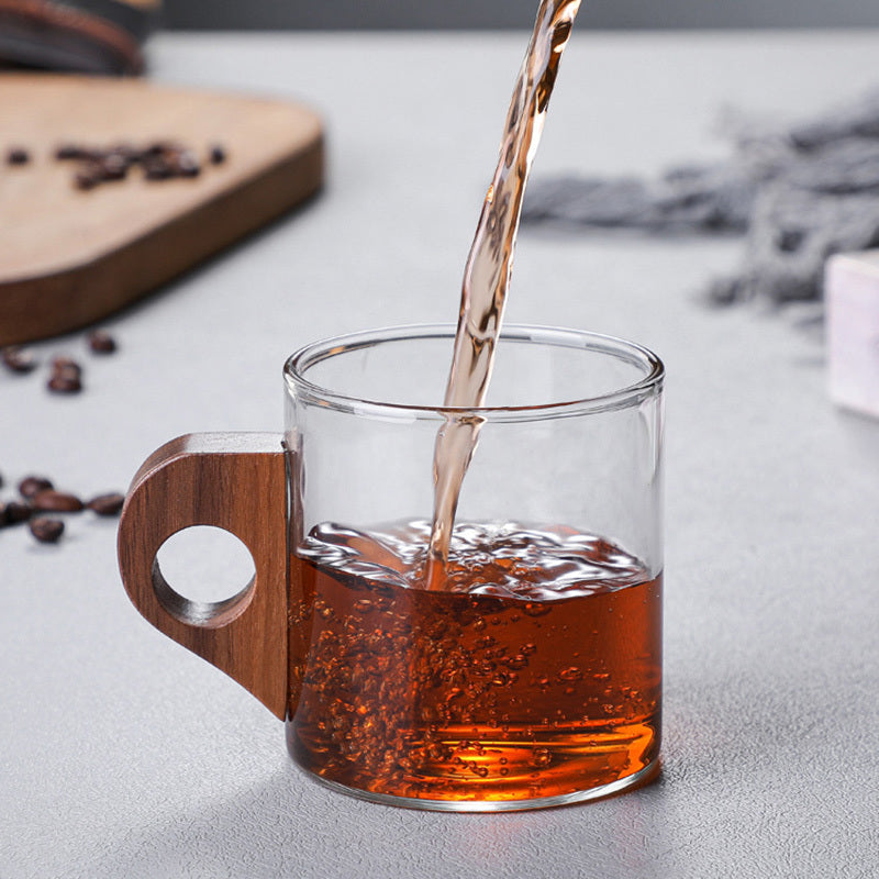 Glass Coffee Ear Juice Milk Breakfast Wooden Cup