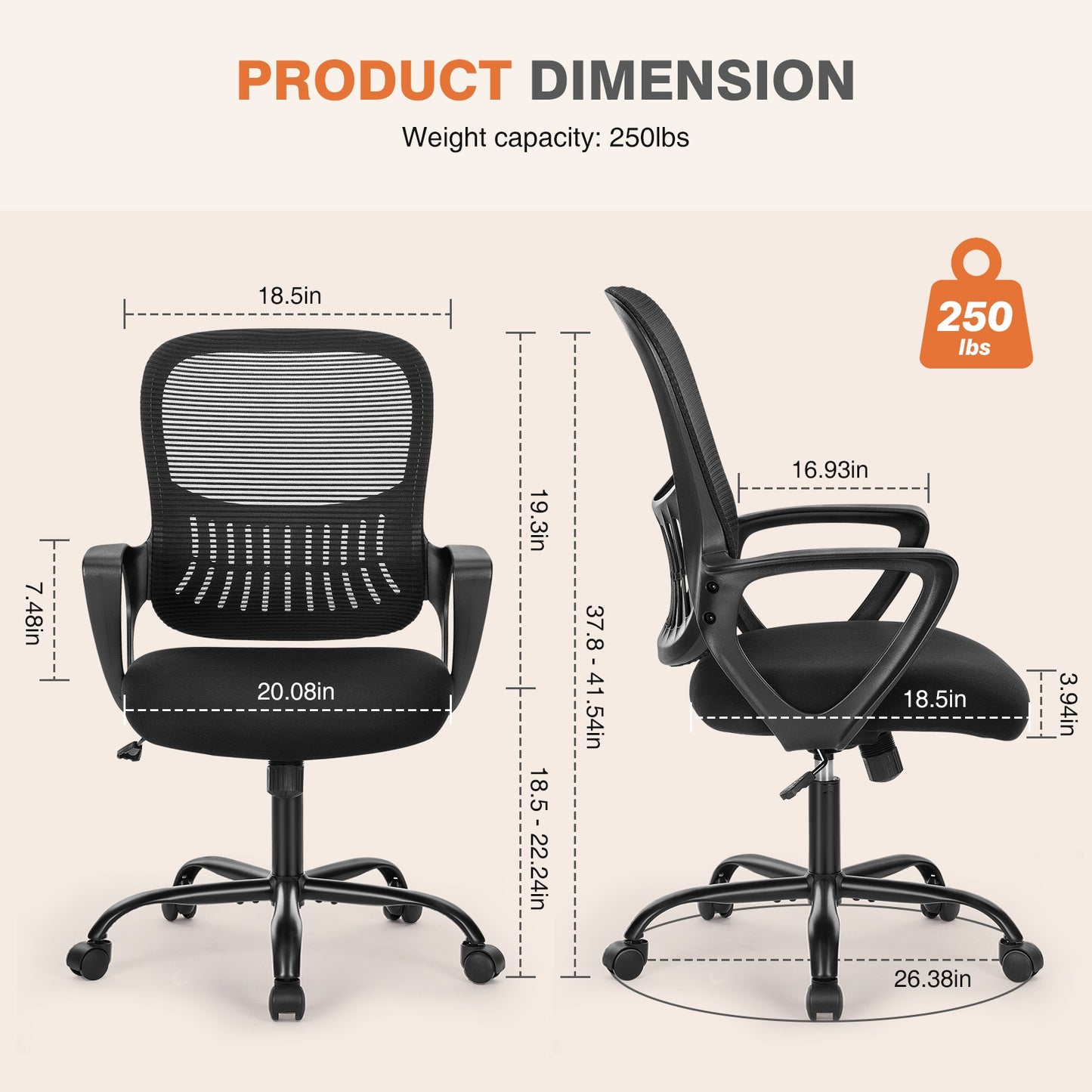Tall Office Chair For Standing Desk With Adjustable Foot Ring,Counter Height Office Chairs