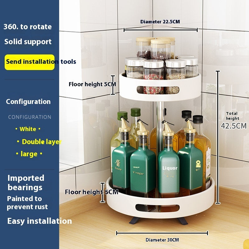 Kitchen Double-layer Rotating Seasoning Product Storage Rack