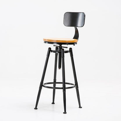 Iron Solid Wood Adjustable Bar Stool