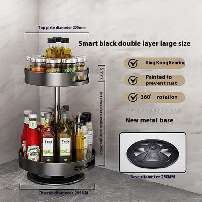 Kitchen Double-layer Rotating Seasoning Product Storage Rack