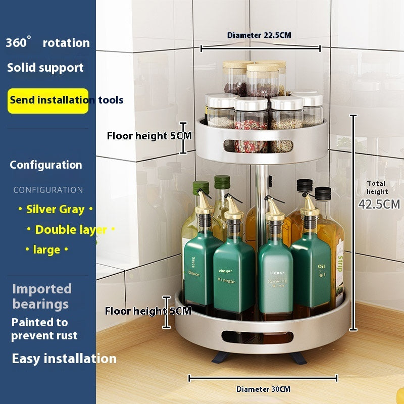 Kitchen Double-layer Rotating Seasoning Product Storage Rack