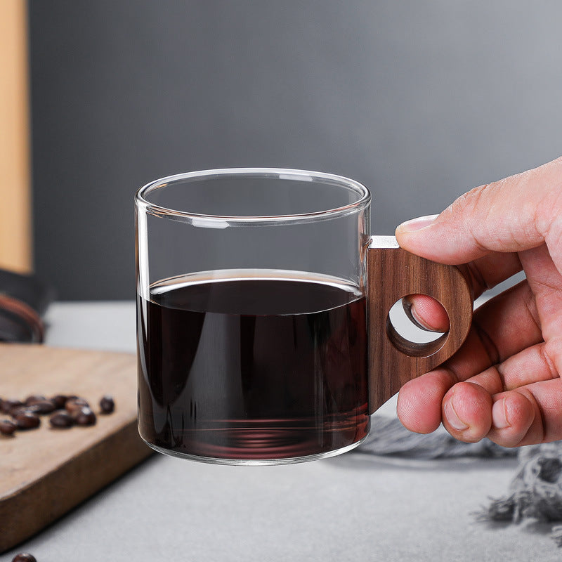 Glass Coffee Ear Juice Milk Breakfast Wooden Cup