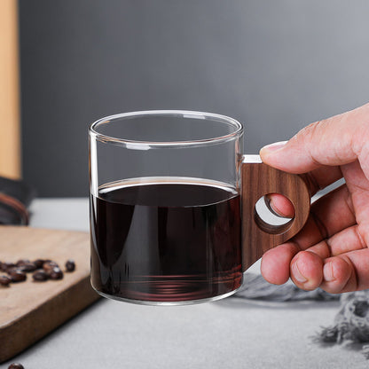 Glass Coffee Ear Juice Milk Breakfast Wooden Cup