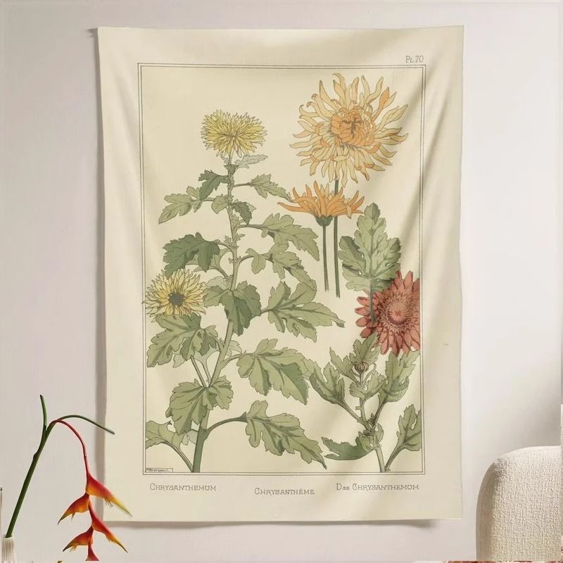 Retro Plant Background Wall Decorative Tapestry Canvas