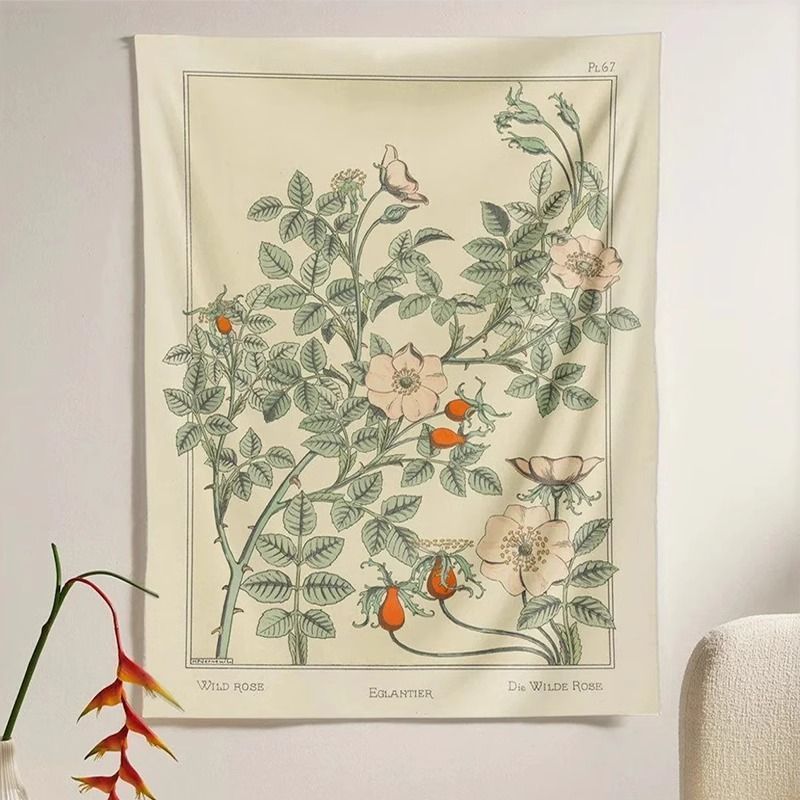 Retro Plant Background Wall Decorative Tapestry Canvas
