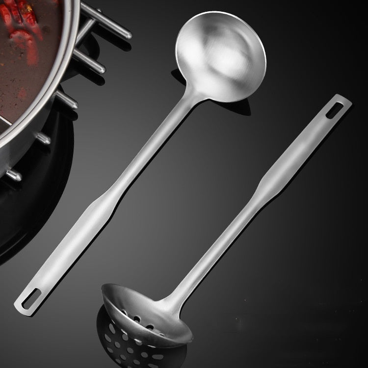 Thickened Long Handle Stainless Steel Soup Ladle Colander Cooking Small Spatula Slotted Turner