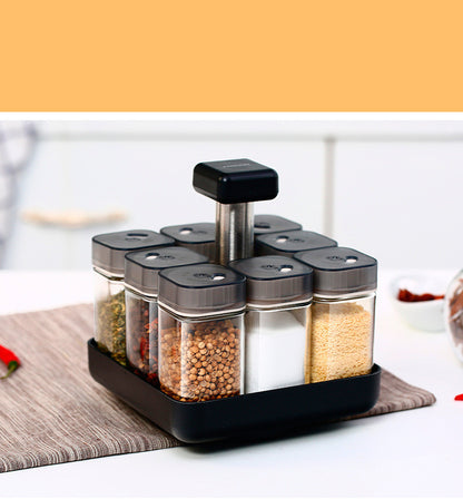 Spice Jar Glass Organizer Pepper Seasoning Container Kitchen
