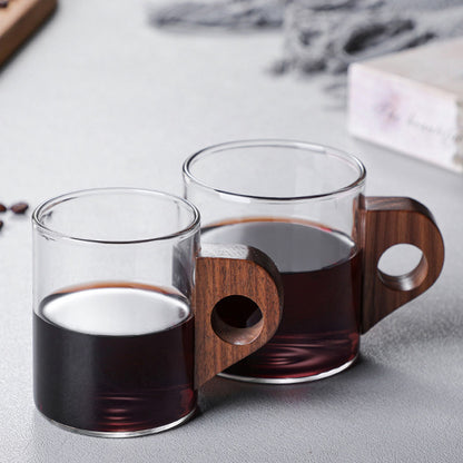 Glass Coffee Ear Juice Milk Breakfast Wooden Cup