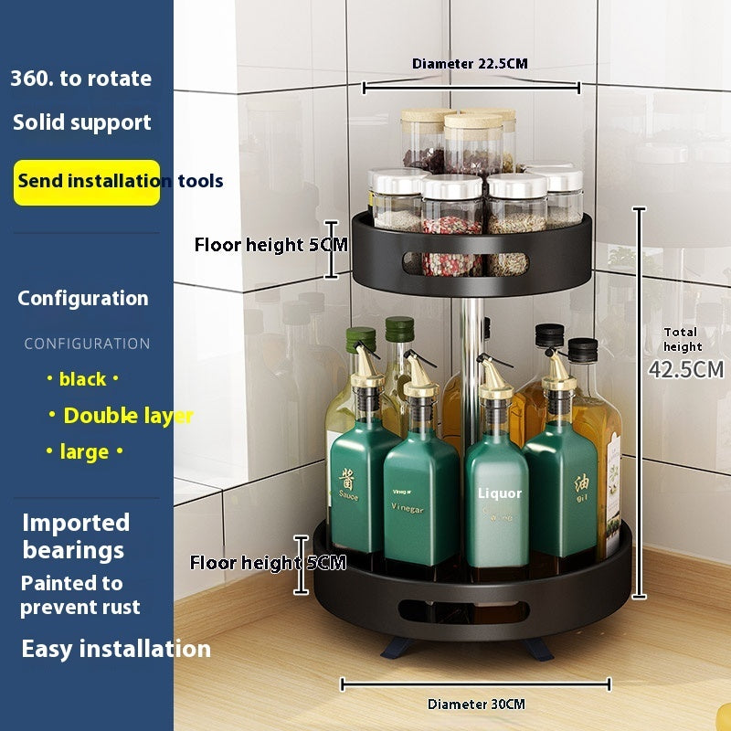 Kitchen Double-layer Rotating Seasoning Product Storage Rack