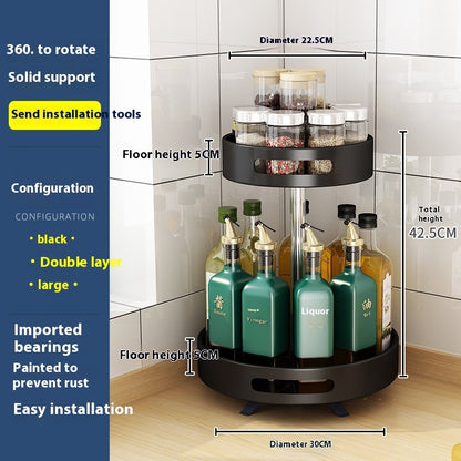 Kitchen Double-layer Rotating Seasoning Product Storage Rack