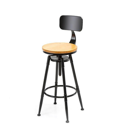 Iron Solid Wood Adjustable Bar Stool