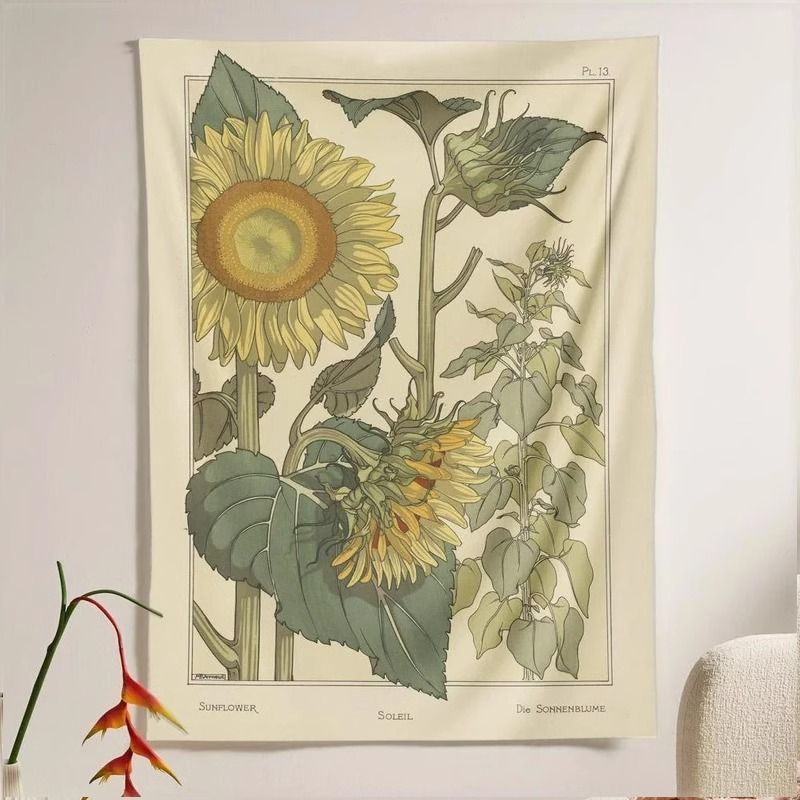 Retro Plant Background Wall Decorative Tapestry Canvas