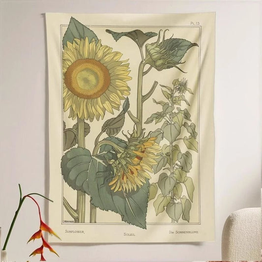 Retro Plant Background Wall Decorative Tapestry Canvas