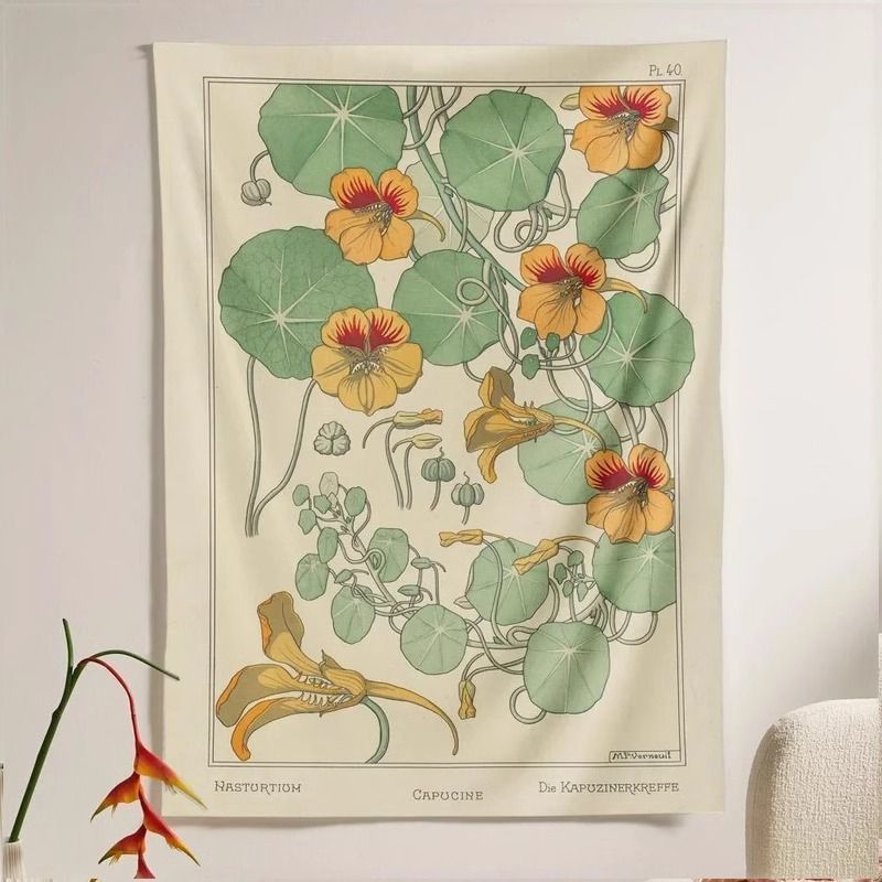Retro Plant Background Wall Decorative Tapestry Canvas