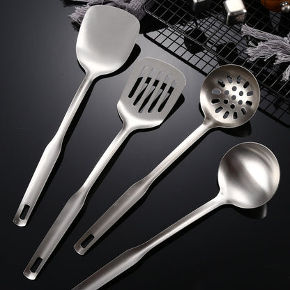Thickened Long Handle Stainless Steel Soup Ladle Colander Cooking Small Spatula Slotted Turner