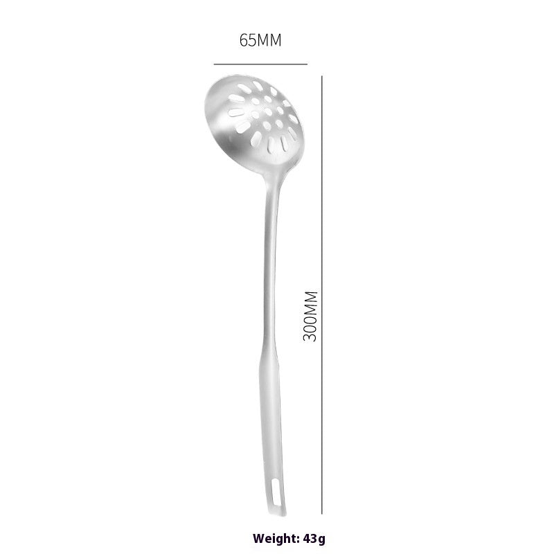 Thickened Long Handle Stainless Steel Soup Ladle Colander Cooking Small Spatula Slotted Turner