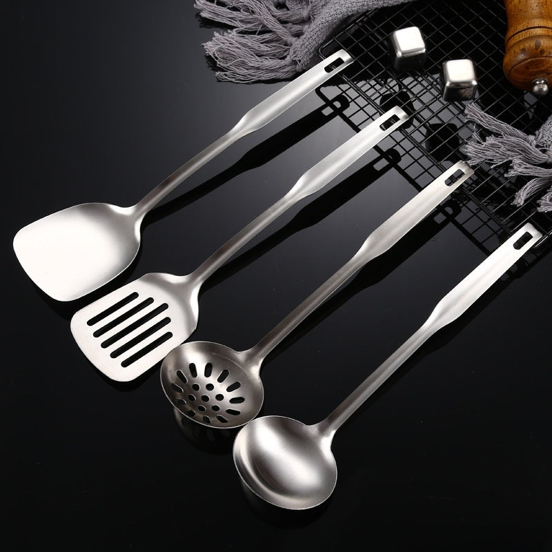 Thickened Long Handle Stainless Steel Soup Ladle Colander Cooking Small Spatula Slotted Turner