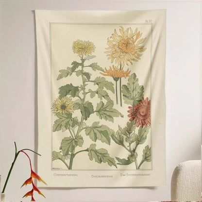 Retro Plant Background Wall Decorative Tapestry Canvas